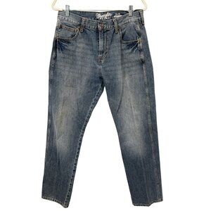 Wrangler Retro Slim Straight Denim Jeans Size 32x32 Distressed Western Ranch Cow